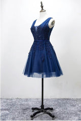 Grey Lace-up Tulle Short Homecoming Dresses with Lace Appliques