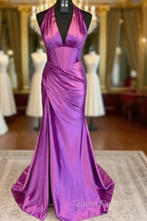 Halter Mermaid Long Evening Prom Dresses With Open Back