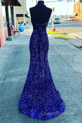 Halter Royal Blue Sequin Evening Dresses Uk Long Evening Prom Dresses