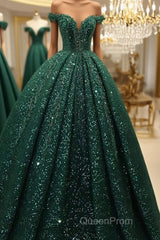 Hot Appliques Ball Gown Dark Green Wedding Dresses Sequin Quinceanera Dresses