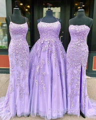 Hot Lace Violet Purple Lace Evening Prom Dresses Sleeveless Long School Dance Dresses