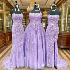 Hot Lace Violet Purple Lace Evening Prom Dresses Sleeveless Long School Dance Dresses