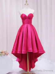 Hot Pink Satin Strapless Prom Dress
