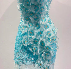 Ice Blue Ombre Mermaid Strapless Chiffon Long Wedding Dresses With Appliques And Beading Evening Prom Dresses