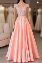 Custom Made V Neck Lace Long Evening Prom Dresses, Lace Evening Dresses