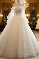 Ivory Flowers And Lace Applique Tulle Sweet 16 Dresses, Long Formal Gown