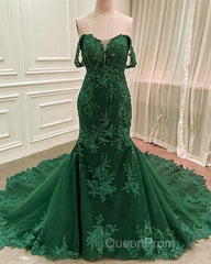 Lace Appliques Evening Prom Dresses Mermaid Off Shoulder