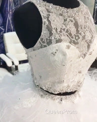 Lace Crop Top Organza Ruffle Ball Gowns Quinceanera Dresses Two Piece