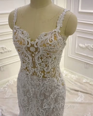 Lace Embroider Wedding Dresses Mermaid Sweetheart Spaghetti Straps