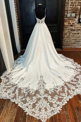 Lace Sweetheart Backless A-Line Wedding Dresses