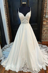 Lace Sweetheart Backless A-Line Wedding Dresses