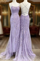 Lavender Lace Corset Evening Prom Dresses Mermaid Scoop Evening Dresses With Beading