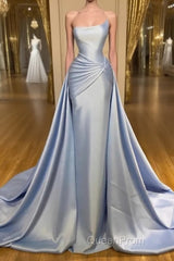 Light Blue A-line Sleeveless Graduation Dresses Long Fabulous Evening Prom Dresses
