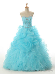 Light Blue Ball Gown Floor Length Sweetheart Quinceanera Dresses