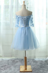 Light Blue Charming Homecoming Dresses, Lovely Short Evening Prom Dresses, Formal Dresses