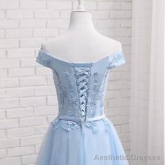Light Blue Party Dress, Charming Blue Bridesmaid Dress , Party Dress