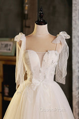 Light Champagne Spaghetti Strap Short Evening Prom Dresses, Cute A-Line Tulle Evening Party Dresses