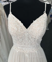 Light champagne tulle long Evening Prom Dresses, champagne tulle evening Dresses