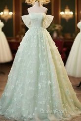 Light Green Lace Sweetheart Long Formal Dresses Evening Prom Dresses Off Shoulder A Line Floor Length Beautiful
