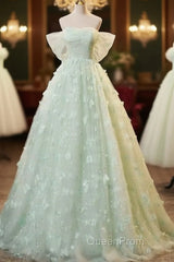 Light Green Lace Sweetheart Long Formal Dresses Evening Prom Dresses Off Shoulder A Line Floor Length Beautiful