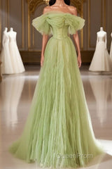 Light Green Evening Prom Dresses A Line Off the Shoulder Long Party Evening Dresses