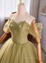 Light Green Sweetheart Tulle Long Formal Dresses, Light Green Evening Prom Dresses Party Dresses
