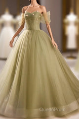 Light Green Sweetheart Tulle Long Formal Dresses, Light Green Evening Prom Dresses Party Dresses