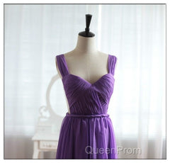 Light Purple Cap Sleeves/Long Sleeves Backless Chiffon Evening Prom Dresses, Purple Bridesmaid Dresses