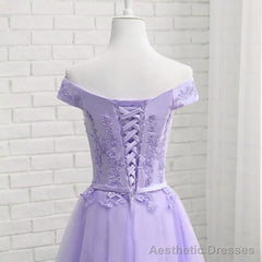 Light Purple Short Bridesmaid Dress , Tulle with Lace New Formal Dresses