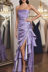 Light Purple Vintage Floral Dresses Asymmetrical Hem Evening Prom Gown