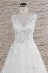 Long A-line Sweetheart Applqiues Lace Tulle Wedding Dresses