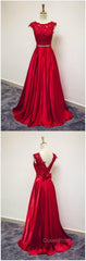 Long Applique Lace Evening Prom Dresses,Stain Evening Prom Dresses