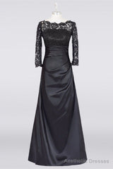 Long Black A Line Mother Of The Bride Dress