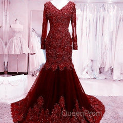 Long Mermaid Sequin Beaded Green Evening Prom Dresses With Sleeves Lace Evening Dresses