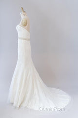 Long Mermaid Strapless Tulle Lace Wedding Dresses