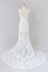 Long Mermaid Sweetheart Lace Backless Wedding Dresses