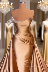 Long One Shoulder Evening Prom Dresses Beaded Mermaid Pageants Gowns With Court Train
