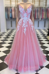 Long Evening Prom Dresses With Appliques And Beading,Evening Dresses,Charming Dance Dresses