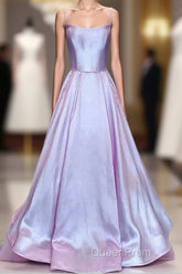 Long Satin Evening Prom Dresses Spaghetti Straps Strapless