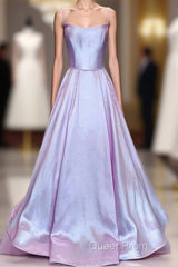 Long Satin Evening Prom Dresses Spaghetti Straps Strapless