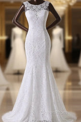 Long Scoop Lace Mermaid Wedding Dresses Bridal Dresses