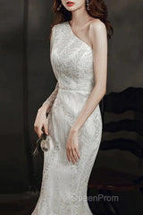 Long Sleeve Sequin Champagne Evening Prom Dresses