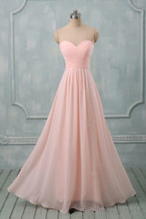 Lovely Light Pink Sweetheart Long Bridesmaid Dress, Long Prom Dress