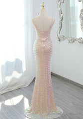 Lovely Sequins Mermaid Straps Long Party Dress, Sequins Mermaid Formal Dress