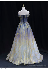 Lovely Tulle Gradient Long Formal Dress Party Dresses, Gradient Evening Party Dresses