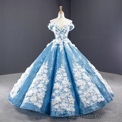 Luxurious Ball Gown Off-the-shoulder Appliques Sequin Prom Dresses