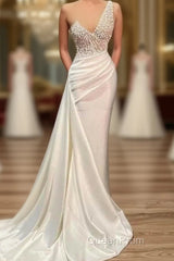 Luxury Evening Dresses Mermaid One-Shoulder Appliques Beaded Long Turkey Dubai Saudi Arabic Evening Gown Evening Prom Dresses