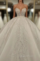 Luxury Long Ball Gown Sweetheart Glitter Wedding Dresses