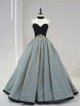 Beautiful Strapless Jacquard Floor Length Prom Dresses, A-Line Sweetheart Neck Formal Dresses