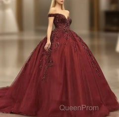 Maroon Wedding Dresses Off Shoulder Evening Prom Dresses